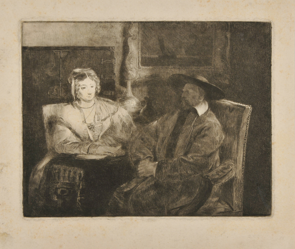 MAN AND WOMAN SEATED AT A TABLE