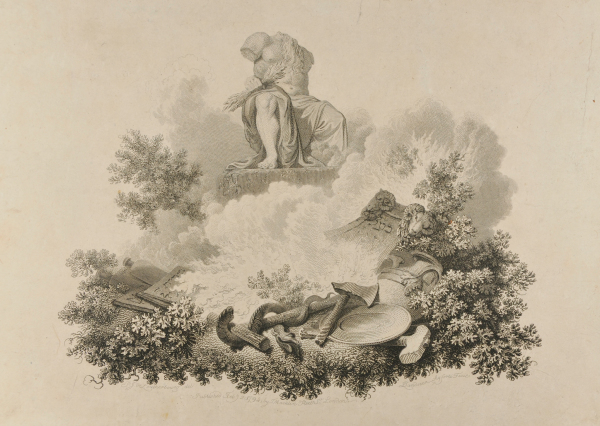 ALLEGORICAL PLATE, WITH HEADLESS STATUE OF JOVE