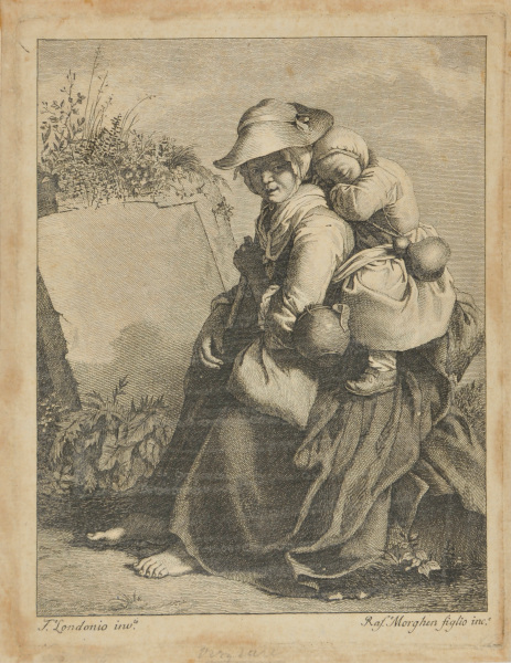 WOMAN WITH SLEEPING CHILD ON BACK