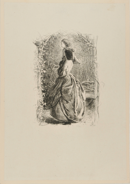 WOMAN SHOWING A BIRD NEST TO CHILD ON HER SHOULDER