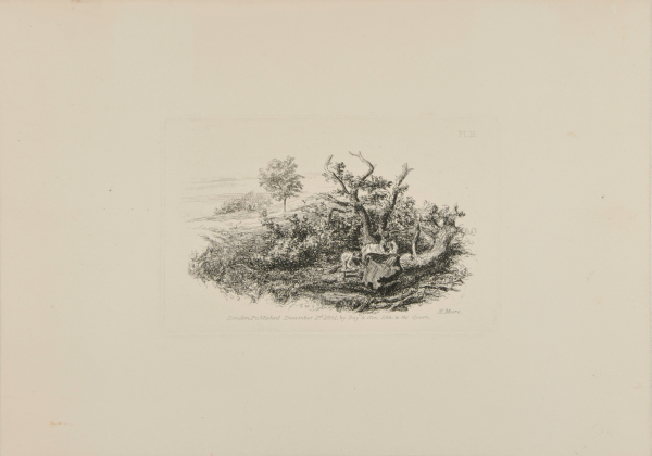 LANDSCAPE WITH WOOD CHOPPER IN FOREGROUND