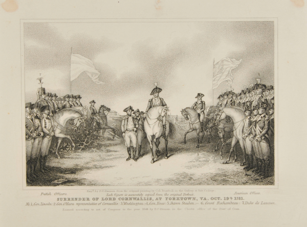 SURRENDER OF LORD CORNWALLIS AT YORKTOWN, VA, OCT 19TH, 1781