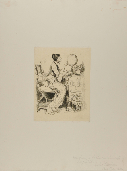 GIRL AT A TABLE, STUDYING A GLOBE