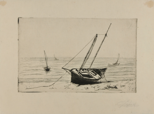 MARINE WITH SAILBOAT ON THE SANE