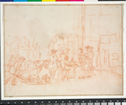 TOWN WITH TRAVELING THEATER (RECTO); STREET SCENE (VERSO)