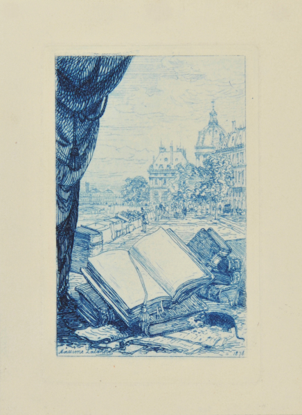 FRONTISPIECE DESIGNED FOR THE BOOK "ALEXANDRE PIEDAGNEL, UN BOUQUINISTE PARISIEN (PARIS: ÉDOUARD ROUVEYRE, 1878)"