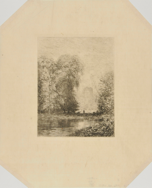 LANDSCAPE: TOWER ON THE BANKS OF A RIVER