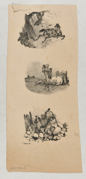 VIGNETTE FROM "THE VARIOUS PLEASURES OF EQUITATION ILLUSTRATED IN TWENTY-TWO SKETCHES WHICH ALL SHOW HORSEMEN BEING INJURED"