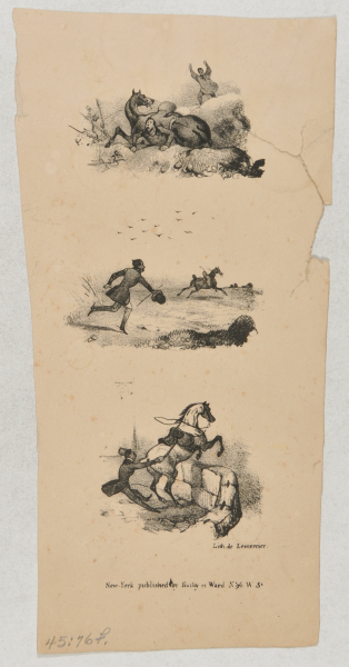 VIGNETTE FROM "THE VARIOUS PLEASURES OF EQUITATION ILLUSTRATED IN TWENTY-TWO SKETCHES WHICH ALL SHOW HORSEMEN BEING INJURED"