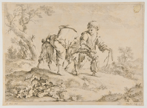 TITLE PLATE/PLATE 1 FROM THE SERIES "BOOK OF DIFFERENT SUBJECTS OF FIGURES AND ANIMALS BY H. ROOS"