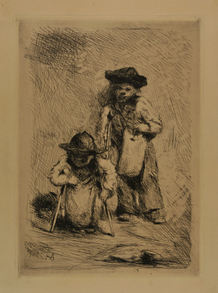 TWO CHILDREN ON CRUTCHES