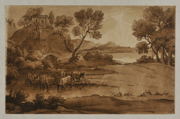 LANDSCAPE WITH CATTLE AT SUNRISE