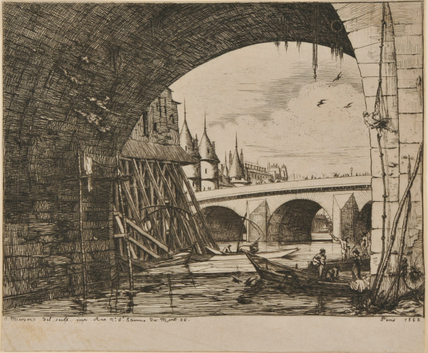 AN ARCH OF THE NOTRE-DAME BRIDGE, PARIS