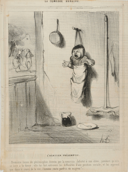 THE HEIR APPARENT. FIRST PHILOSOPHY LESSON GIVEN BY THE NURSE JABUTOT TO HER STUDENT; WHILE SHE DEVOTES HERSELF TO DANCING, SHE GIVES HIM A GLIMPSE OF THE DIFFICULTIES OF A SOCIAL POSITION, AND TEACHES HIM THAT DURING THE COURSE OF LIFE, MAN REMAINS OCCASIONALLY IN SUSPENSE!