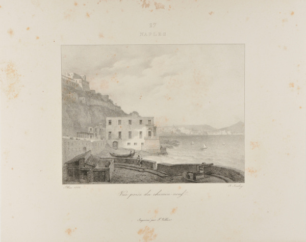 NAPLES - VIEW OF FORTIFIED BUILDING AND BAY OF NAPLES