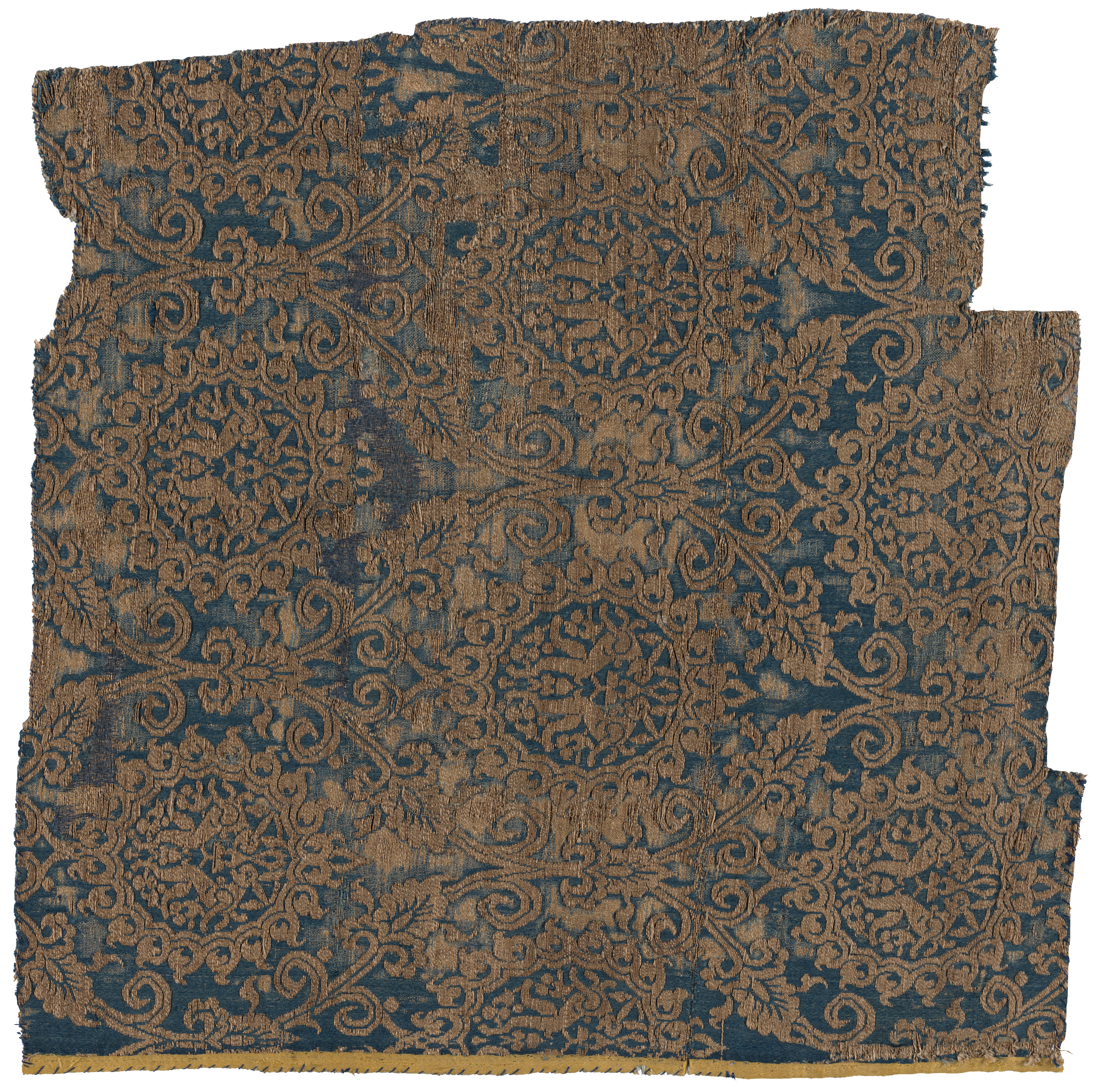 Fragment of Medieval Silk with Confronting Rabbits
