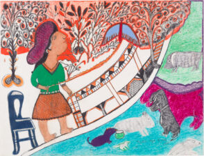 Woman Flying a Butterfly Kite