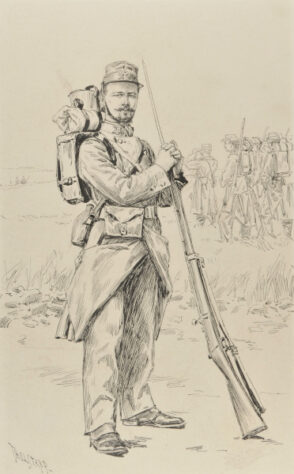 Portrait of a Standing Soldier with Rifle