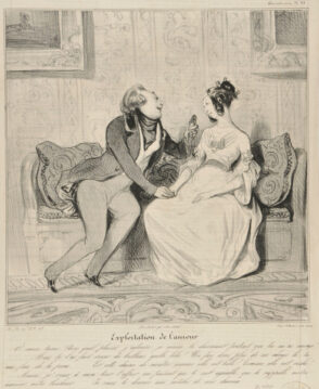 Exploitation de l’amour. Ô mon trésor ! Avec quel plaisir j’admire, je caresse le charmant portrait que tu m’as envoyé !……. Mais tu l’as fait orner de brillans, quelle folie ! Ne fais donc plus de ces choses là, tu me fais de la peine…… Et cette chaine de montre, comme elle est belle ! Comme elle est riche !…… Aussi, je veux à mon tour t’offrir un présent qui te soit agréable, qui te rappelle notre amour, notre bonheur……. Je veux te donner une mèche de mes cheveux…….