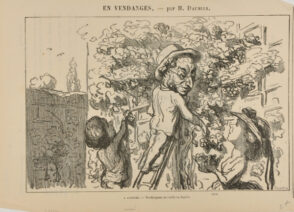 À Asnières. – Vendangeant sa treille en famille.