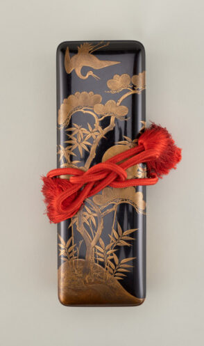 Letter Box Decorated with Longevity Symbols (bamboo, pine, crane and tortoise)