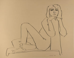 Seated Nude with Chin Resting on Post