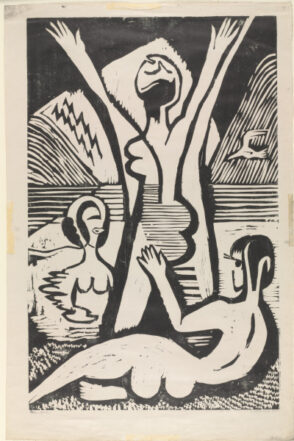 Three Bathers by a Lake