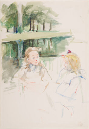 Augusta’s Daughter and a Friend Seated near a Riverbank