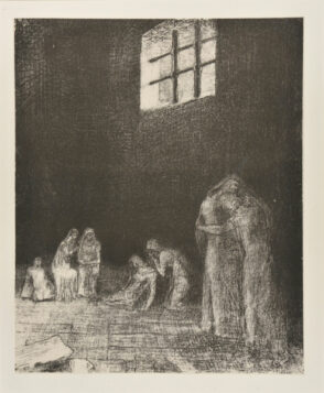 In the Shadows Are People, Weeping and Praying, Surrounded by Others Who Are Exhorting Them (Dans l’ombre des gens pleurent et prient entourés d’autres qui les exhortent)