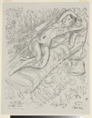 Sleeping Nude on a Chaise Longue with Decorative Background