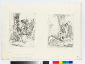 The Discovery of the Tomb of Polichinelle (left); A Seated Beggar Seen From the Rear (right)