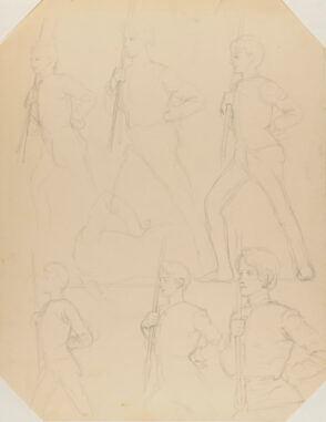 Sketches of a Young Man with a Staff