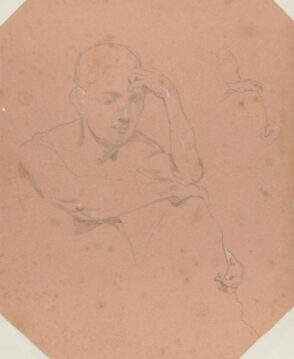 Young Man, Elbow on Hand and Knee