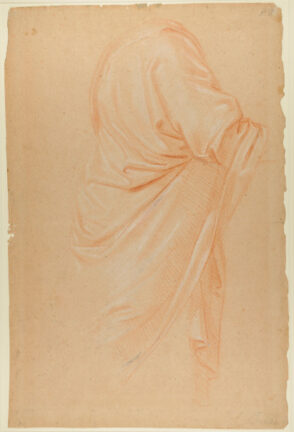 Angel’s Head and Two hands (recto); Study of Drapery (verso)