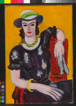 The Embroidered Dark Blouse (Woman in Red Chair)