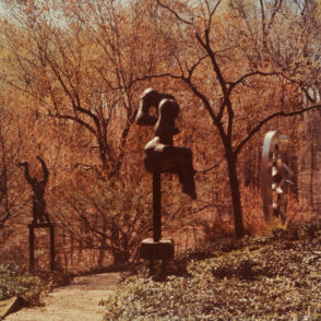 Zadkine, ‘May, 1940: The Destroyed City.’ Photograph taken in The Wurtzburger Sculpture Garden (original site, Timberlane)