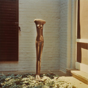Giacometti, Headlees Figure of a Young Girl. Photograph taken in The Wurtzburger Sculpture Garden (original site, Timberlane)