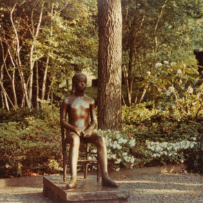 Manzu. Photograph taken in The Wurtzburger Sculpture Garden (original site, Timberlane)