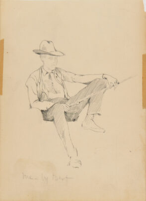 Sketch from a Camping Trip on the Lower Susquehanna in 1887 (study of a seated man holding fishing rod. Inscribed: ‘me – by Bert’ Portrait of Charles H. Webb