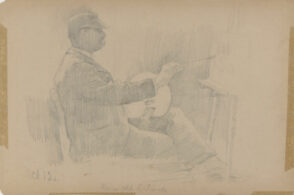 Sketch from a Camping Trip on the Lower Susquehanna in 1887 (study of a man painting at an easel). Inscribed: ‘Oct 12/Dera Sclonick.’