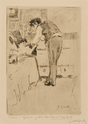 Henri Guérard Consulting a Box of Prints