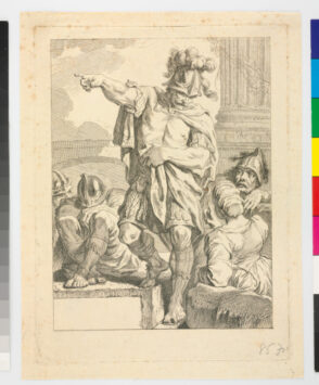 A Lasquenet, Standing and Pointing to the Left