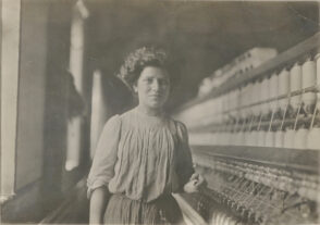 Spinner and Doffer in the Interlaken Mill, Arkwright, Rhode Island