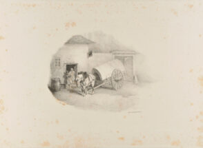 Cheval de charrette sorti des limons