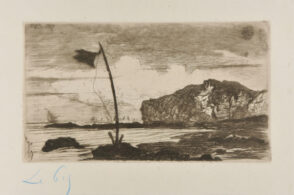 Falaise du Nord avec pavillon-signal au premier plan à gauche