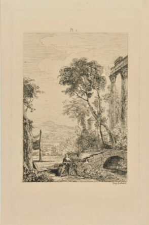 Woman Seated at a Bridge in Ruins