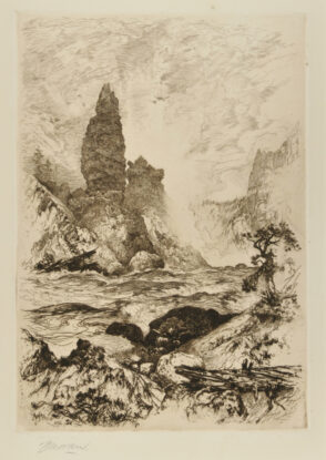 Landscape with High Cliffs and River