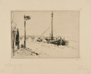 At Bougival, with boat docked and bridge in the background