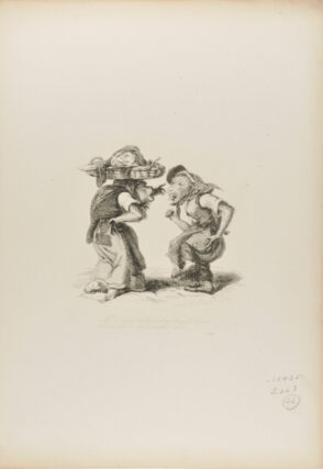 “Now singing shrill and scolding oft between”