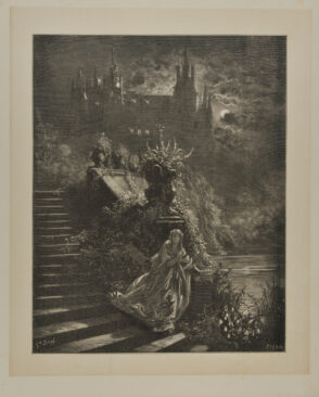Woman Fleeing Castle by Moonlight